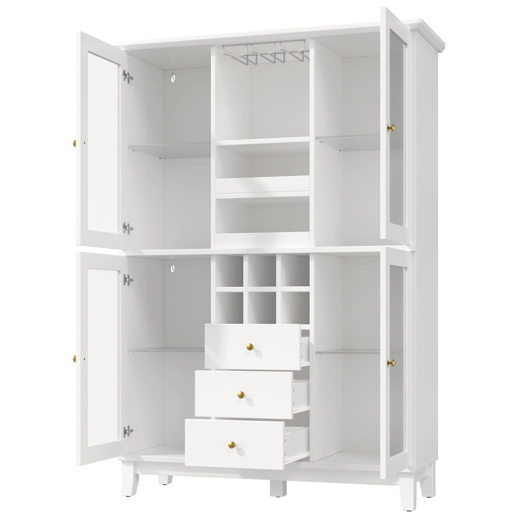 CREDENZA PORTABOTTIGLIE 120x40x180,5 cm con LED RGB Bianca in MDF