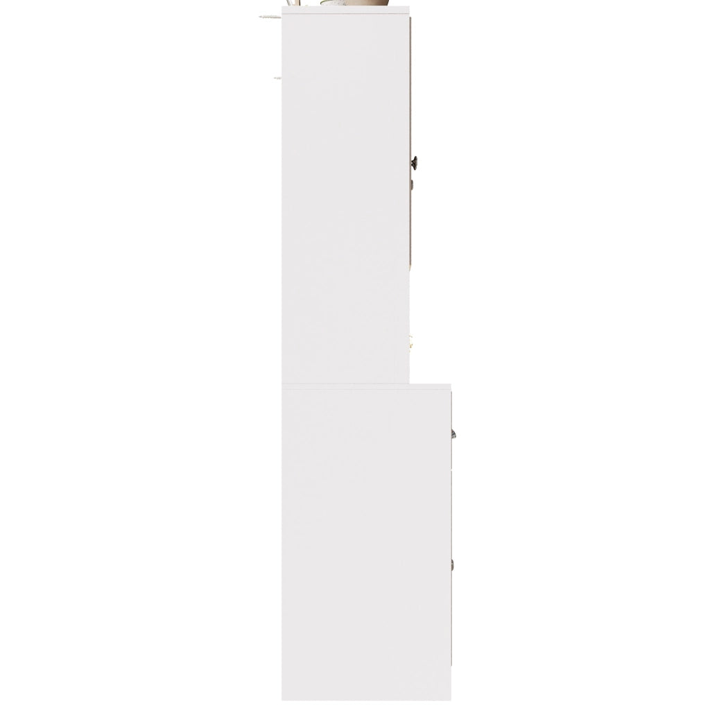 Credenza alta 140x40x175 cm con LED controllabile da app in MDF bianco