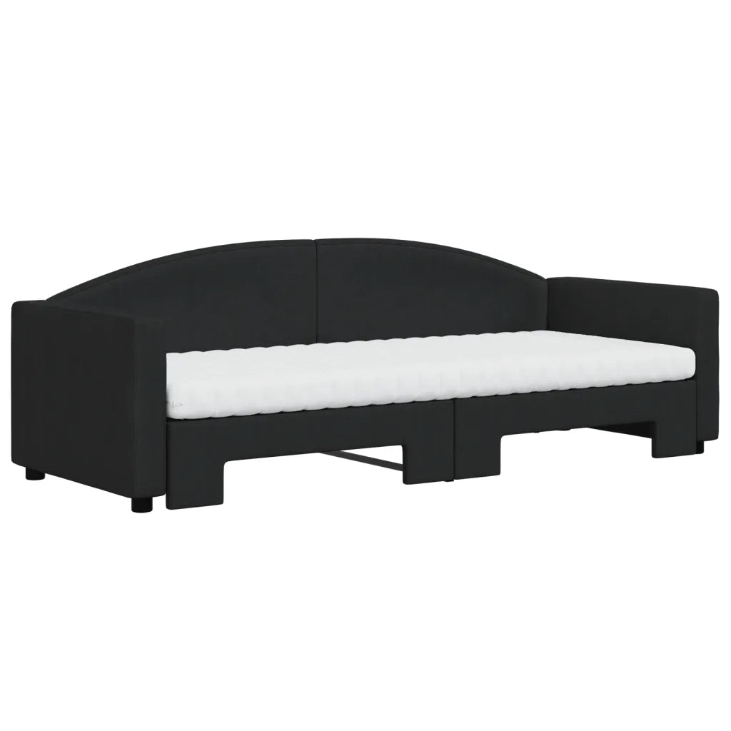 Divano Letto Estraibile con Materassi Nero 80x200 cm Tessuto 3197203