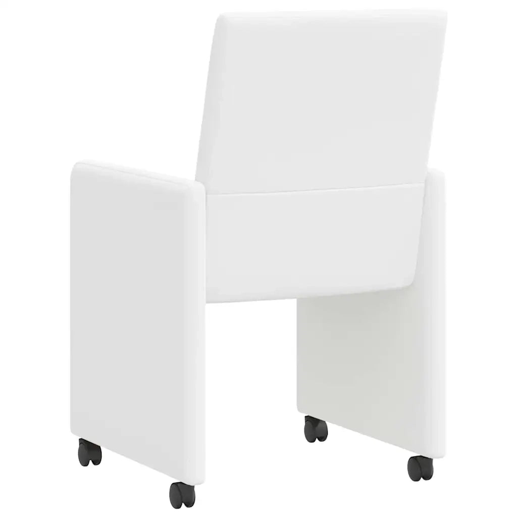 Sedie da Pranzo con Ruote 2 pcs Bianco 57 x 66 x 94 cm