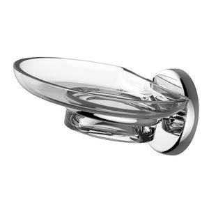 Porta sapone cromato con bacinella in vetro serie lipari - fissaggio ad incollo o viti