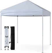 Gazebo Pop-up da Esterno 201 x 201 cm, Gazebo Regolabile in Altezza con Borsa da Trasporto, 8 Picchetti e 4 Corde Antivento, Tenda Pieghevole Portatile per Giardino (Bianco)
