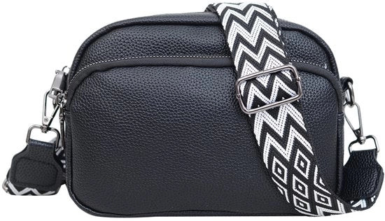 Borsa da Spalla per Donna - Tasca per Bicicletta con Cassetta di Sicurezza - Corpo in Pelle Leggero con Cinturino Adattabile e Comparti Interni (Nero)