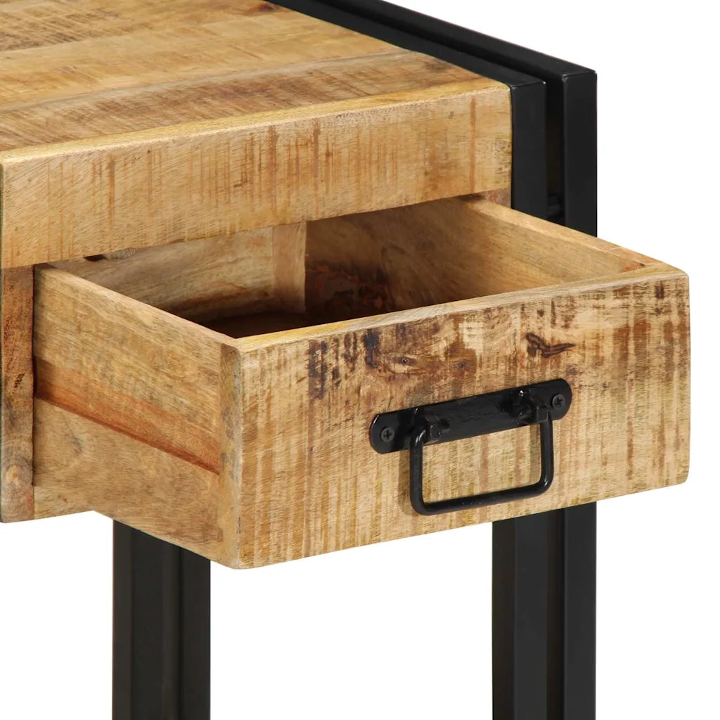 Comodino | Armadio da Notte | Mobiletto da notte 40x35x50 cm in Legno Grezzo Massello di Mango