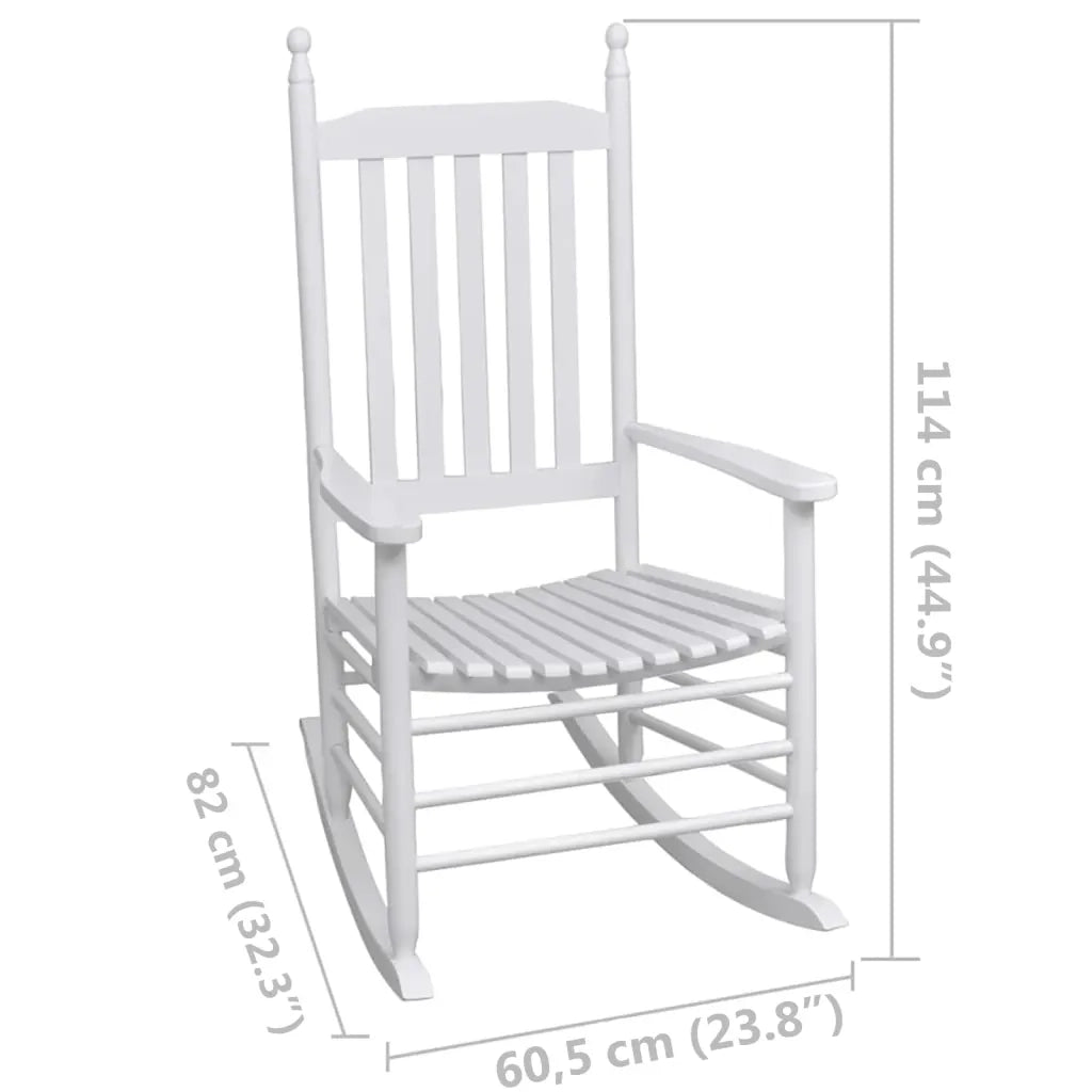 Sedia a Dondolo con Sedile Curvo Bianco in Legno 40858