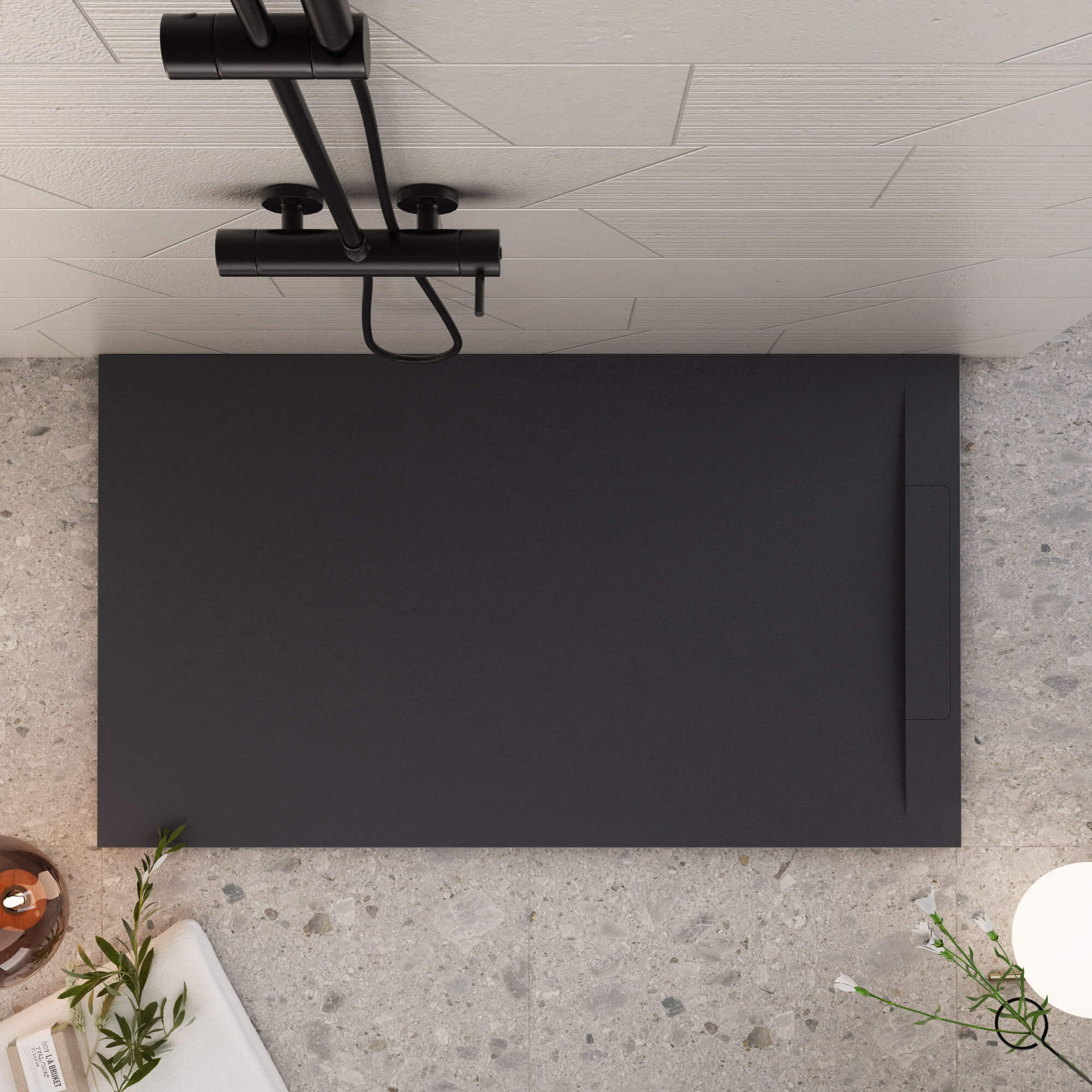 Piatto Doccia in Pietra 90x190 cm Bonussi Ardesia Calcutta Nero