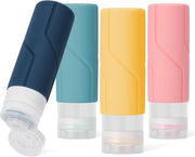 4 pezzi 100ml flaconi di silicone riutilizzabili impermeabili per viaggi - piccoli contenitori da schiacciare per shampoo, lozione, cosmetici