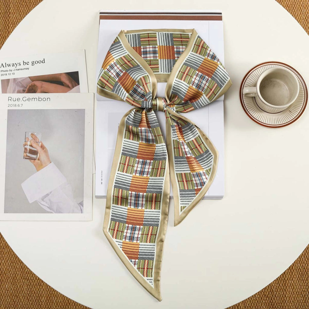 Nuova fascia per capelli alla moda con decorazioni in seta, piccola sciarpa, elastico per capelli, foulard, cintura