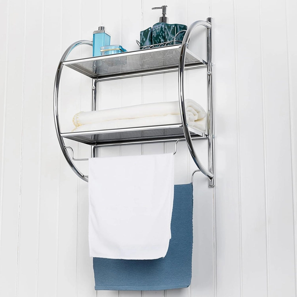 Porta Asciugamani da Parete Porta Salviette a 2 Ripiani per Bagno in Acciaio Inossidabile