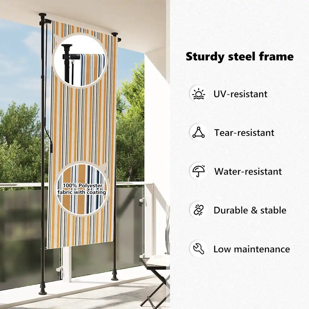 Tenda a Rullo Esterno Gialla e Bianca 100x270cm Tessuto Acciaio