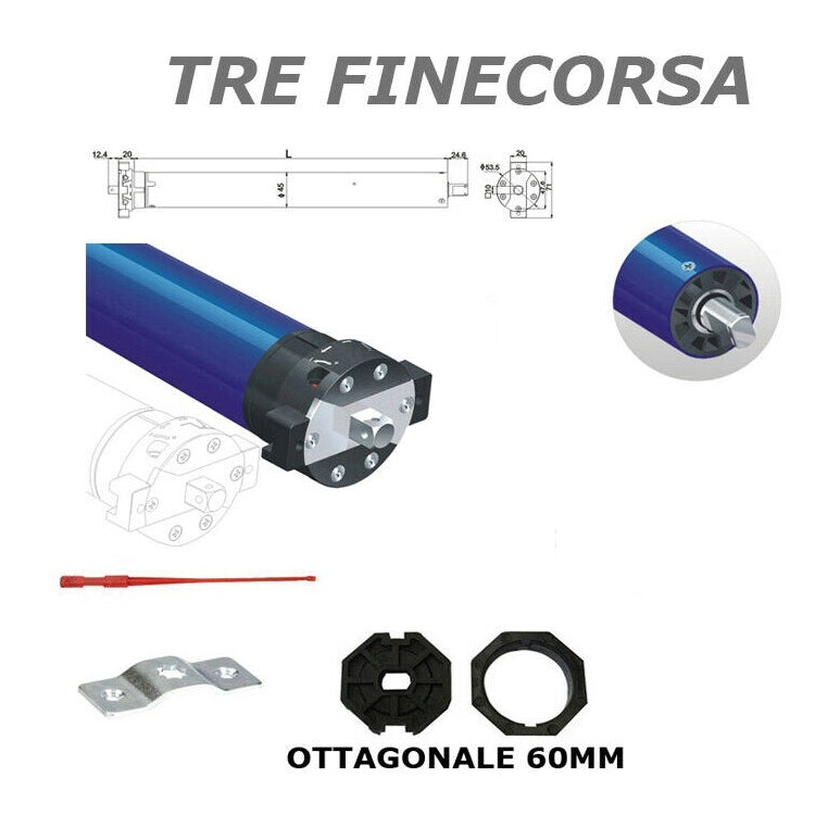 MOTORE PER TAPPARELLA ORIENTABILE CON 3 TRE FINECORSA 100KG 50NM ELETTRATRE