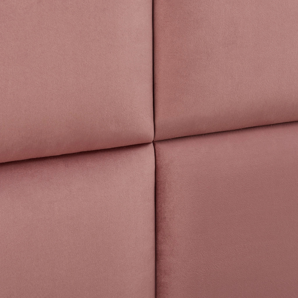 Set Carpino di 4 Pannelli Murali Imbottiti Rivestiti in Tessuto Velluto Rosa 30x30 cm [neu.haus]