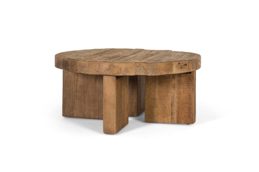 Tavolino rotondo in legno di mango naturale