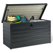 IDMarket - Baule contenitore metallico con serratura grigio antracite per giardino 350L