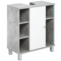 Mobile Sotto Lavabo Bagno 6 Ripiani 1 Anta 60x30x68 cm in Legno Grigio