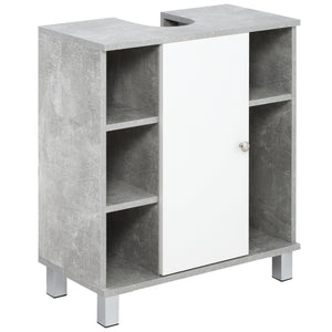 Mobile Sotto Lavabo Bagno 6 Ripiani 1 Anta 60x30x68 cm in Legno Grigio