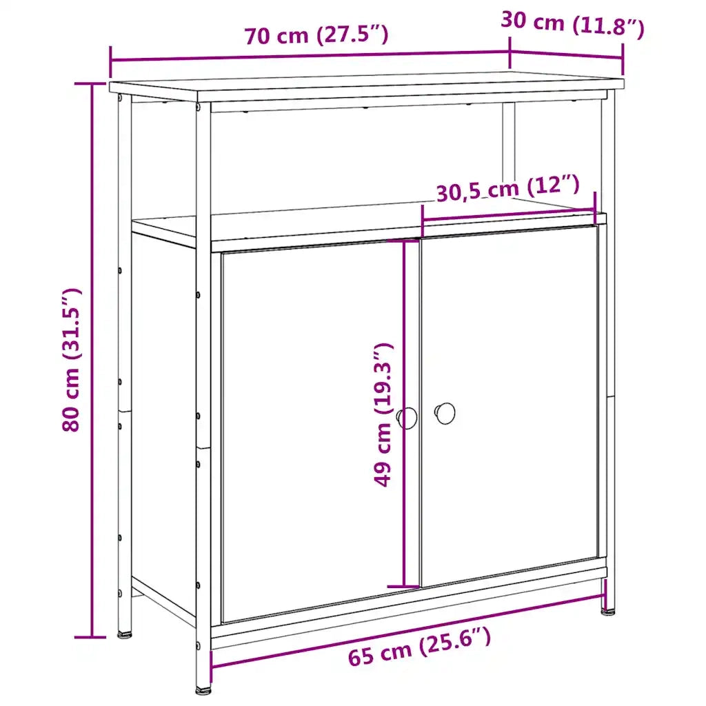 Credenza Legno Antico 70x30x80 cm in Legno Multistrato 857472