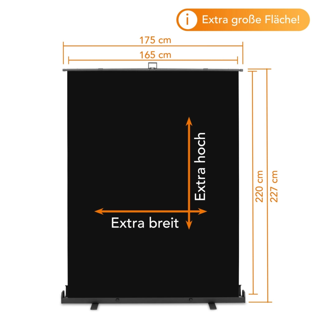Fondale fotografico a rullo nero 165 x 220 cm, sfondo avvolgibile con supporto, sistema per studi fotografici, pannello ingualcibile ideale per fotografia low-key