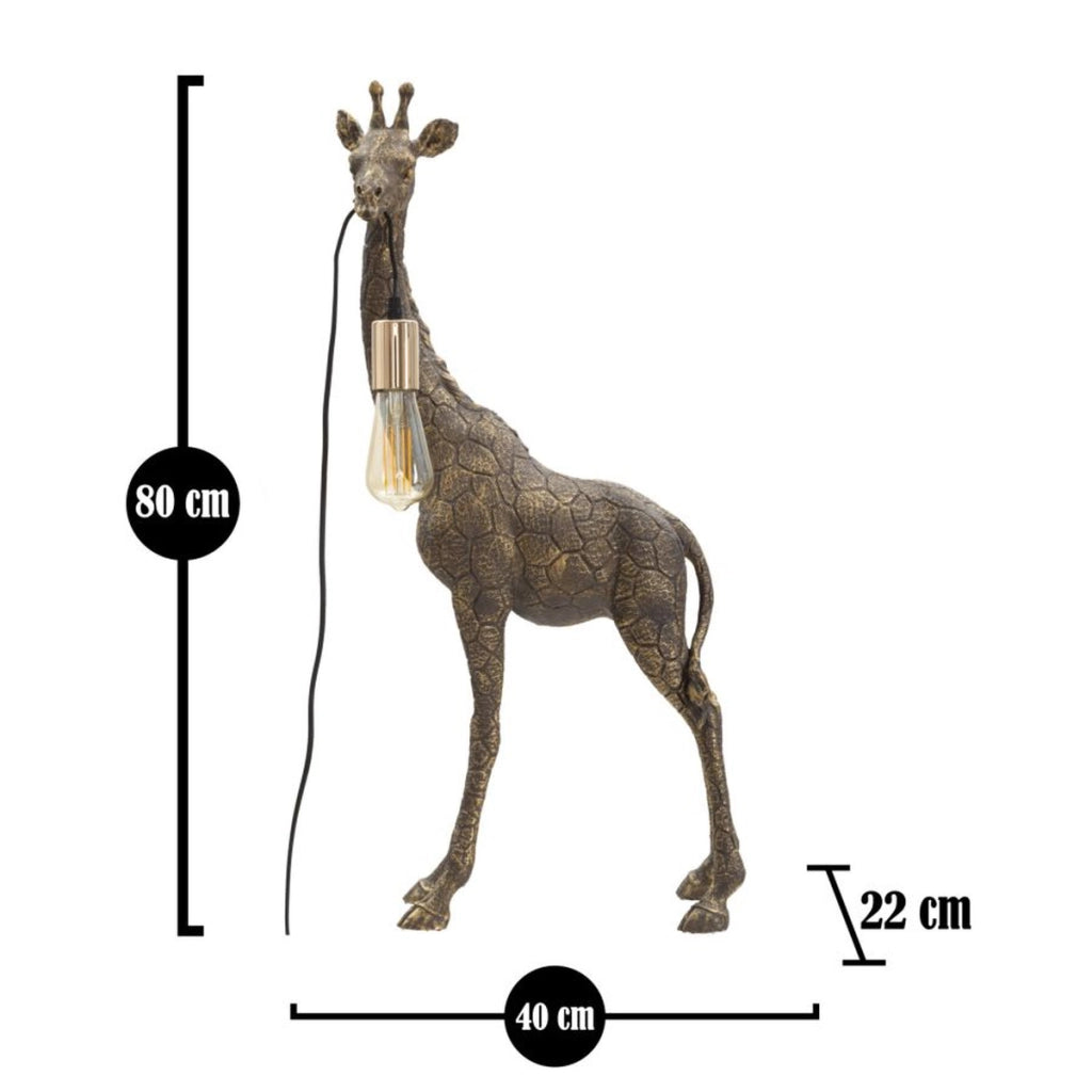 Lampada da Tavolo Giraffa, Oro, Poliresina, 40x22x80 cm