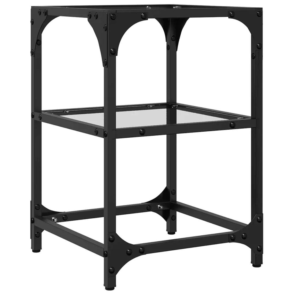 Tavolini con Piano in Vetro Trasparente 2 pz 30x30x45cm Acciaio 845999