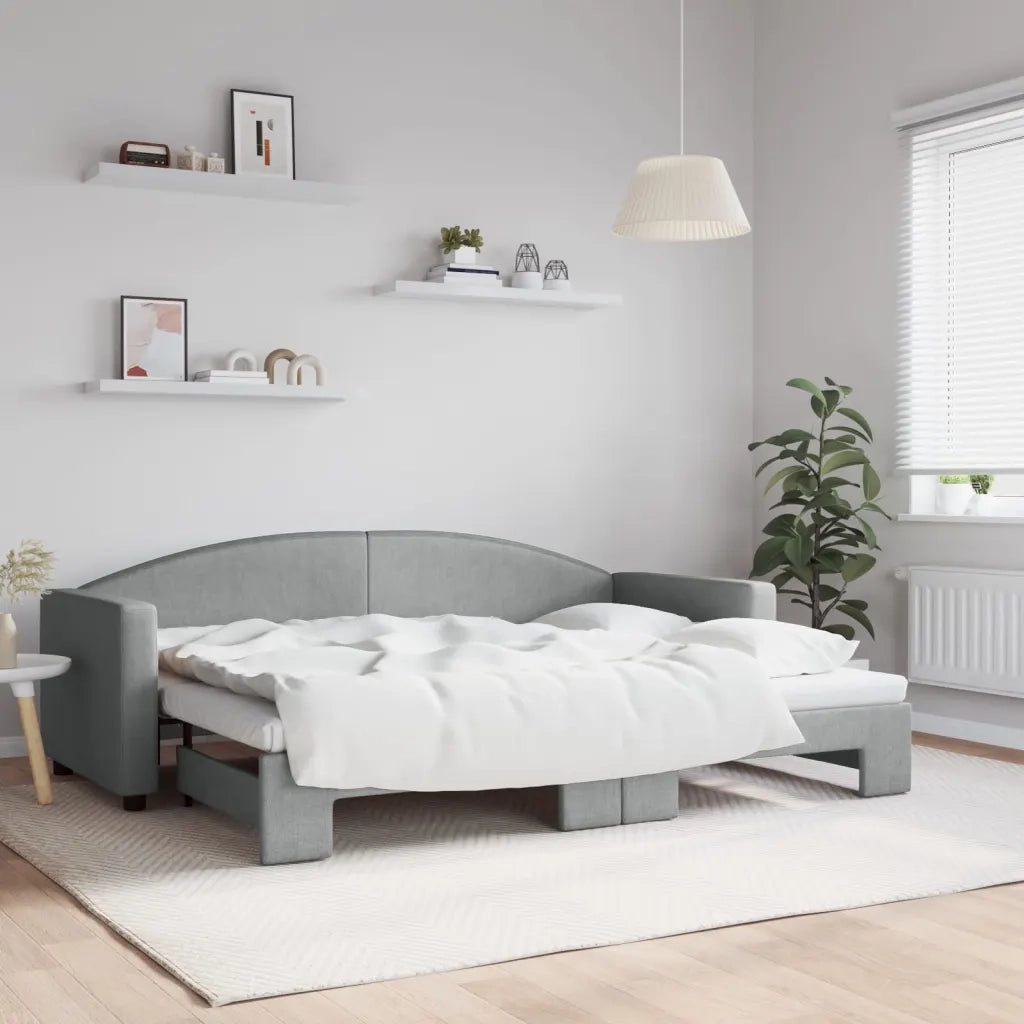 Divano letto | Sof¨¤ letto | Letto singolo Estraibile Grigio Chiaro 80x200 Tessuto