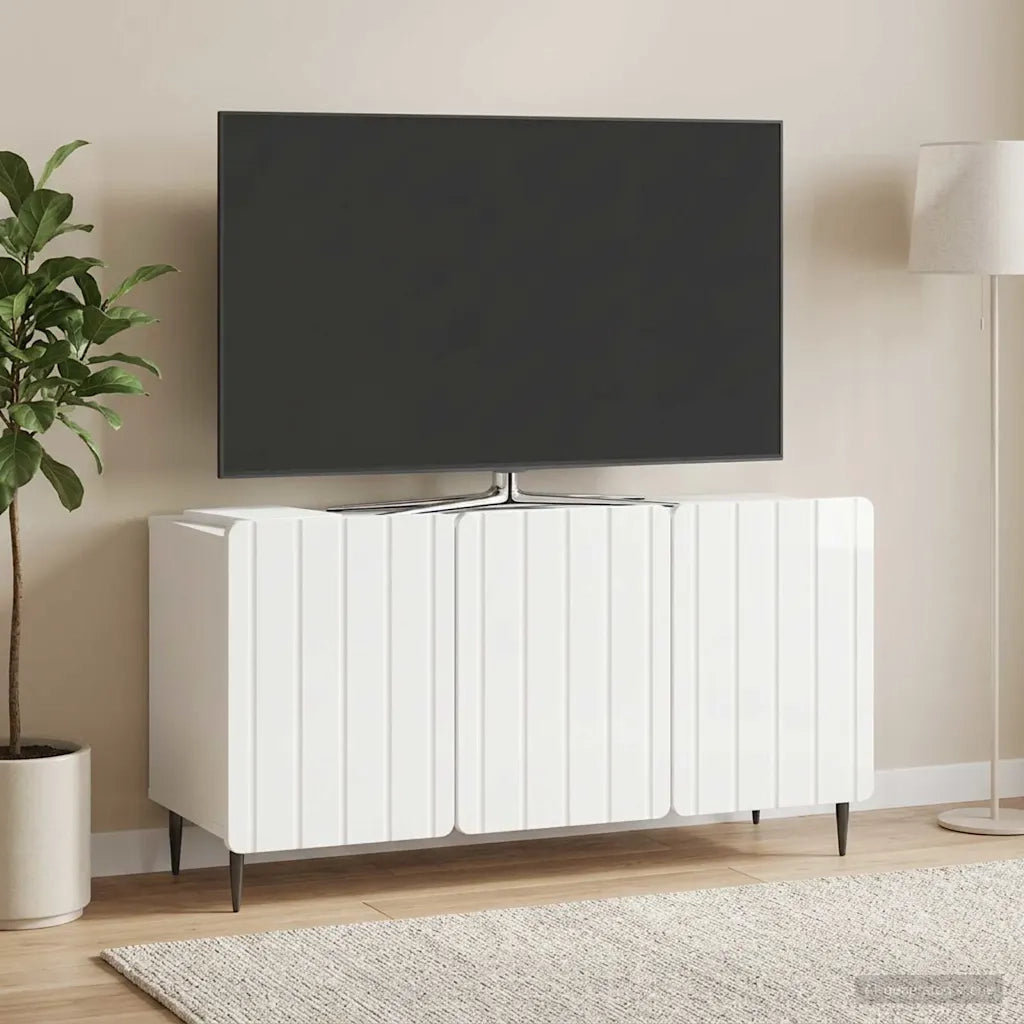 Mobile TV Bianco Lucido 99 x 34,5 x 52 cm Legno ingegnerizzato 894489