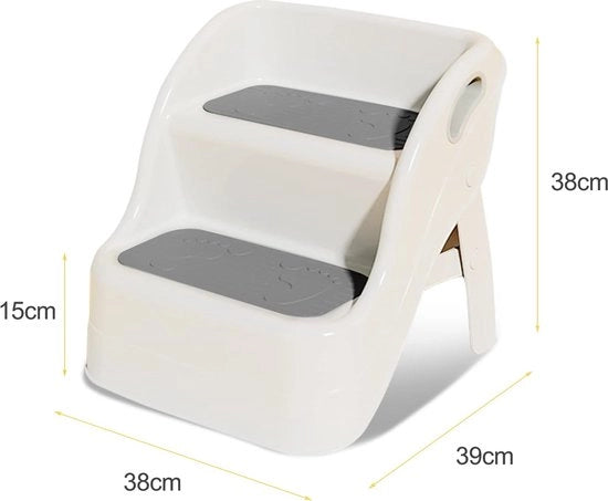 Sedia per bambini, sedia a due ripiani antiscivolo, molto stabile, sedia a due ripiani per bambini, sedia pieghevole per bambini con maniglia, per bagno, soggiorno, cucina e toilette