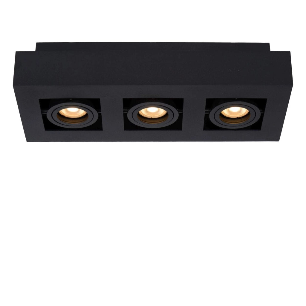 Plafoniera spot Lucide Xirax 3 luci nera dimmer GU10 2200-3000K