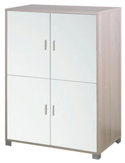 Mobile Armadio 4 ante H162 L107 P41 struttura Olmo Chiaro frontali Bianco Lucido 734k Sarmog