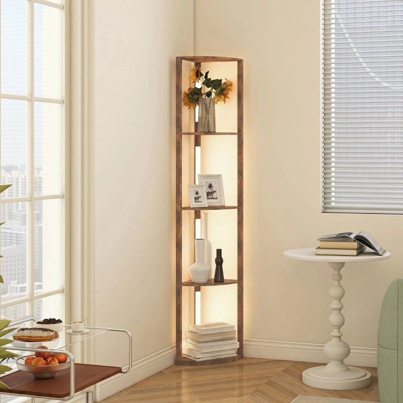 Lampada da terra a LED con ripiani, dimmerabile a 5 livelli, lampada da terra moderna con 3 livelli di luminosit¨¤ e interruttore a pedale, marrone