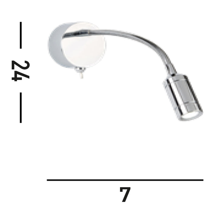 Applique Contemporanea Flexy Acciaio Cromo Led 0,75W 3000K