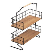 Mensola con 2 piani portaoggetti per bagno effetto legno nero 03_0007068
