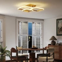 Plafoniera LED 40W 4300 lm, 3 temperature di colore, 3 anelli dorati, 48 x 46 x 13 cm