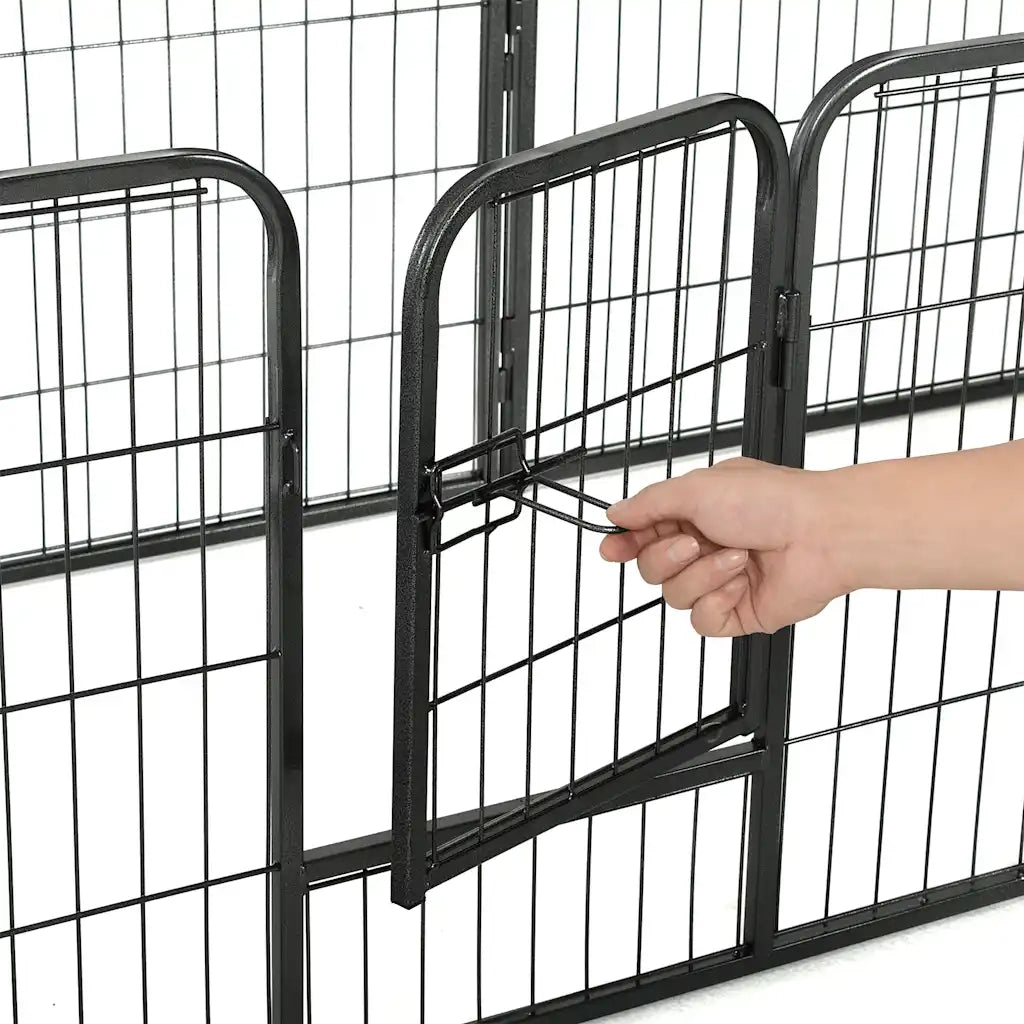 Box per Cani con 8 Pannelli in Acciaio 60x80 cm Nero CFW7657108