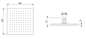 Soffione doccia quadrato 20x20 ispezionabile