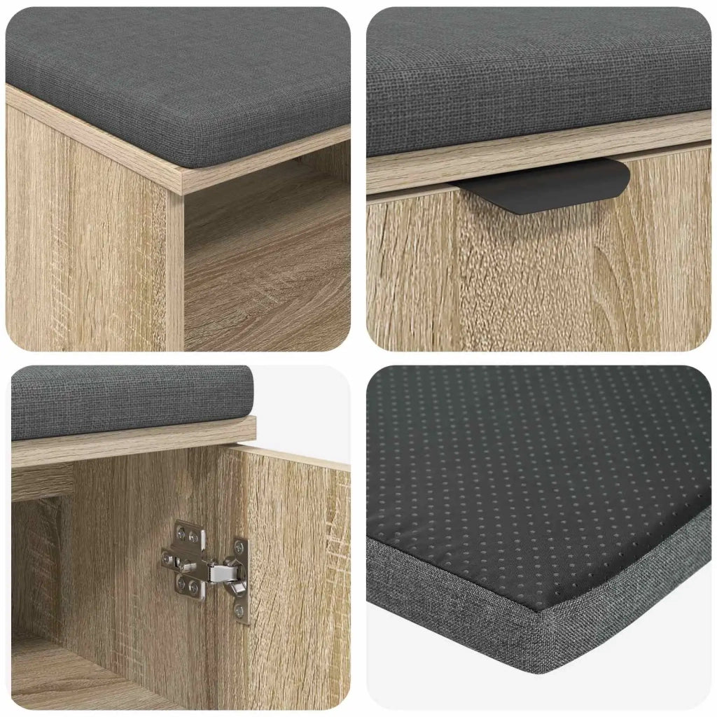 Panca per ingresso con cuscino Rovere Sonoma 80 x 38 x 46 cm