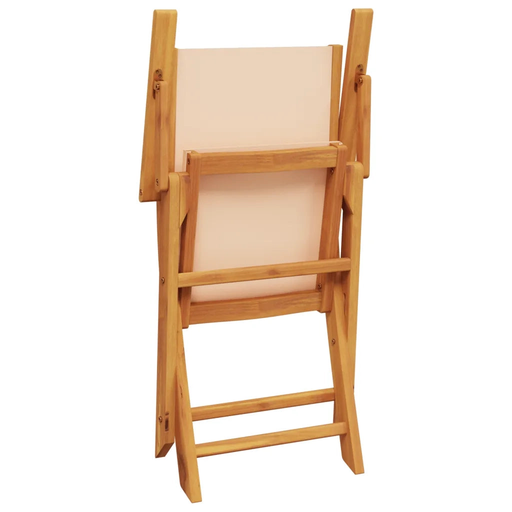Set da Bistrot 3pz Beige in Tessuto e Legno Massello