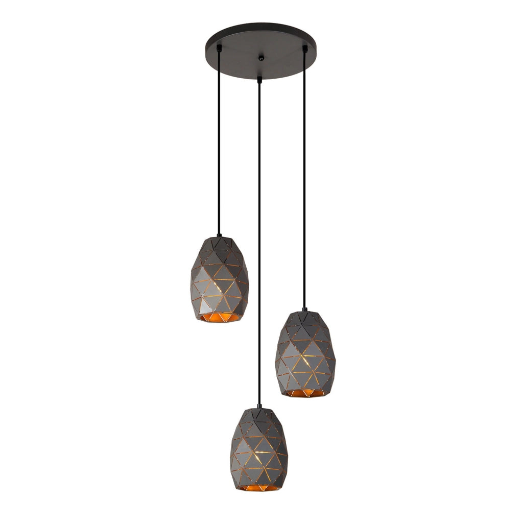 Lampadario Italux Harley 3xE27 grafite oro champagne