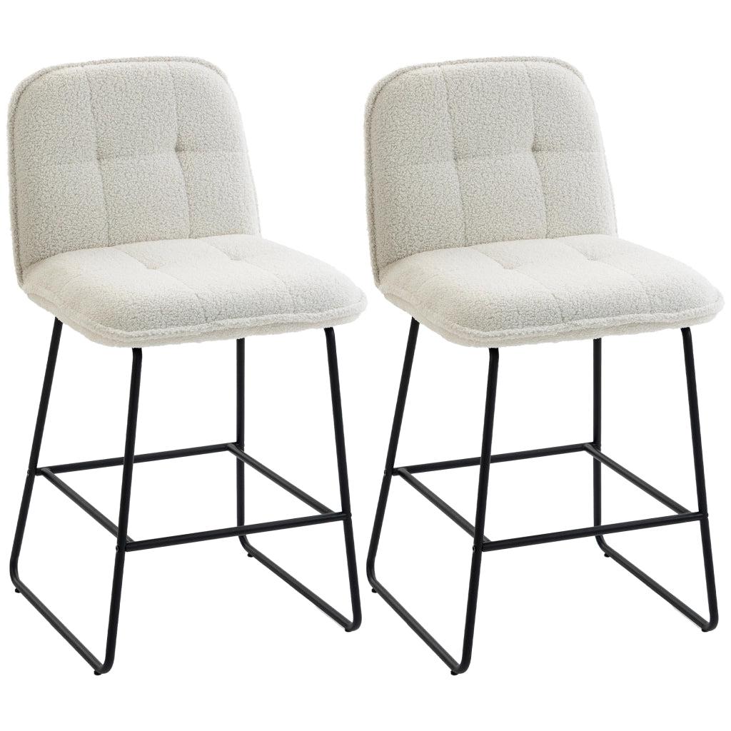 Sgabelli da Bar Set 2 Pezzi ¨C Xylo ¨C Tessuto Bouclette Crema Seduta Extra-Large 66H cm