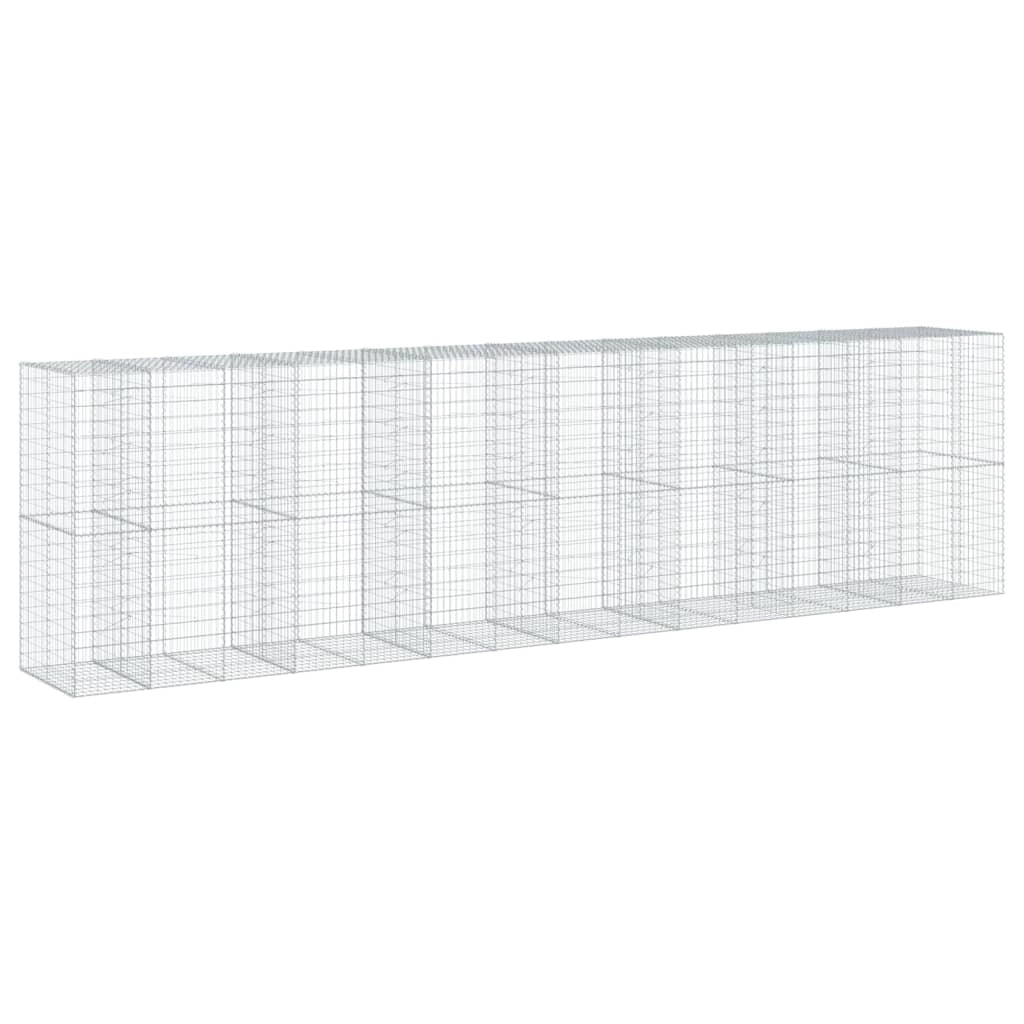 Gabbione recinto a gabbia muro di contenimento con coperchio 750 x 100 x 200 cm ferro zincato argento 02_0040198