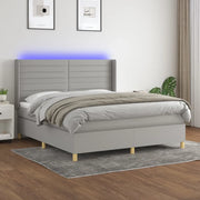 Letto a Molle Materasso e LED Grigio Chiaro 180x200 cm Tessuto cod mxl 62665