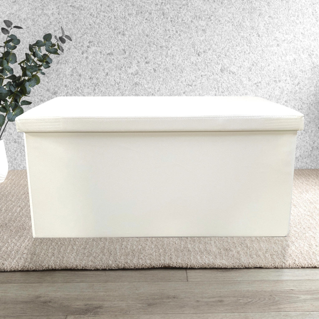 Puff Ottomano rettangolare pieghevole in similpelle 76x38x38 cm | Nyana Casa | Stile ottomano | Similpelle resistente | Nero, grigio e beige