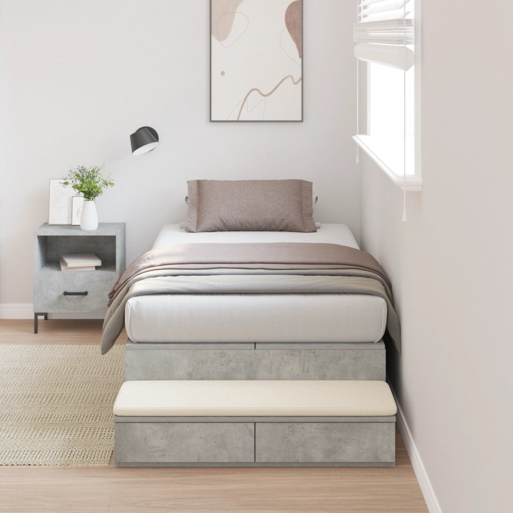 Struttura letto con contenitore Grigio cemento 80x200 cm
