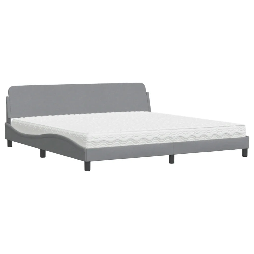 Letto con Materasso Dover Grigio Chiaro 200x200 cm in Tessuto 3208464