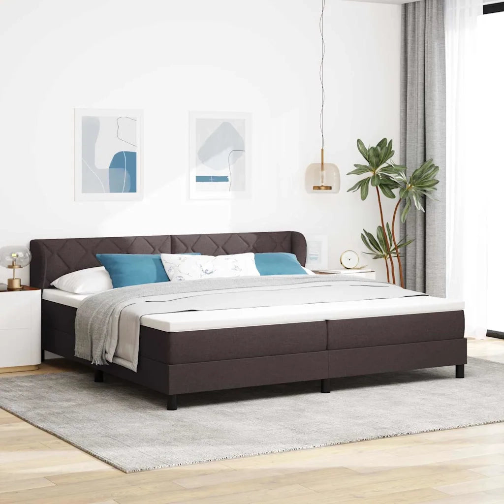 Letto a molle con materasso Marrone Scuro 200 x 200 cm Tessuto 3340111