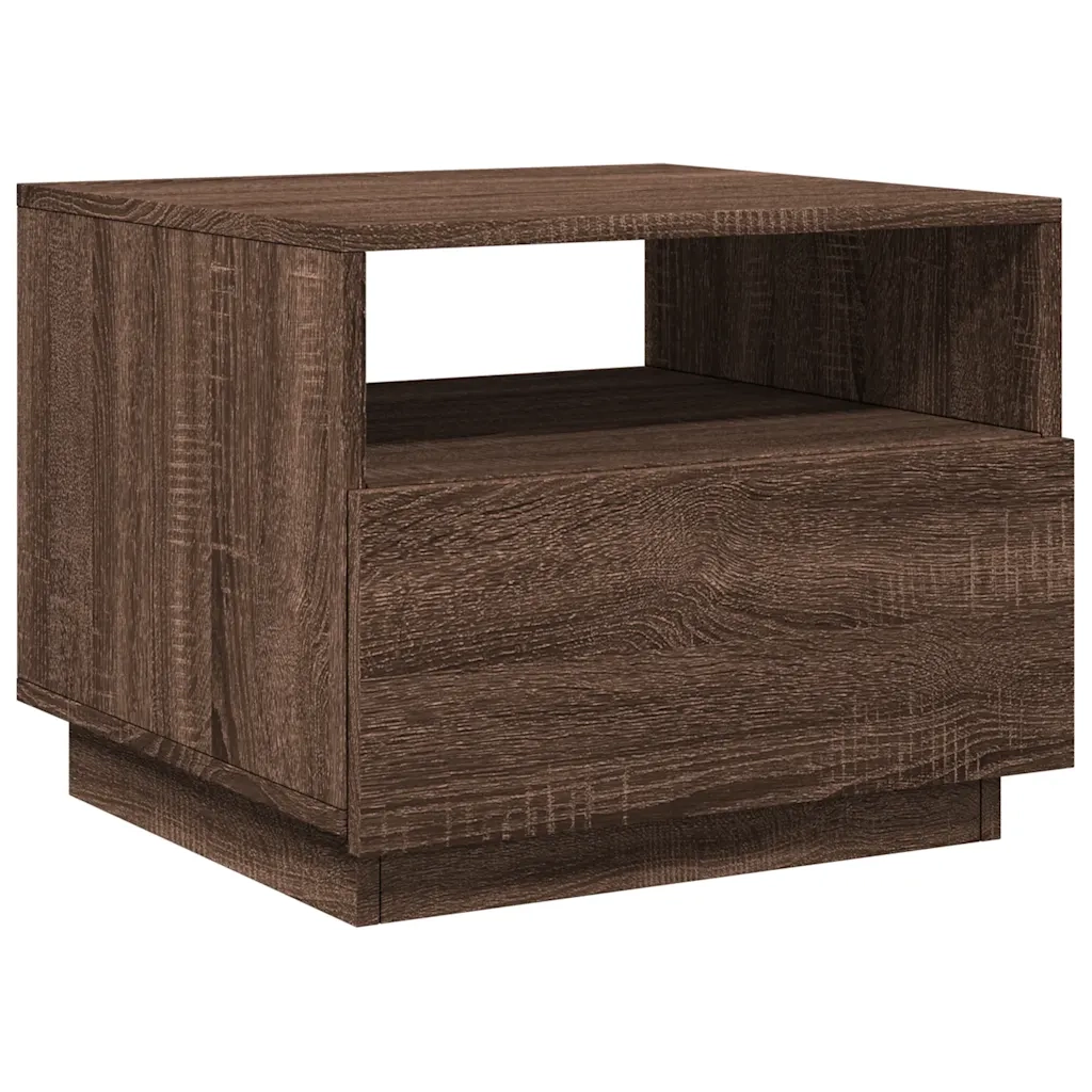 Tavolino da Soggiorno con Luci LED Rovere Marrone 50x49x40 cmcod mxl 113454