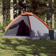 Tenda da Campeggio a Cupola 4 Persone-Tenda per Escursionismo Grigio e Arancione 101000