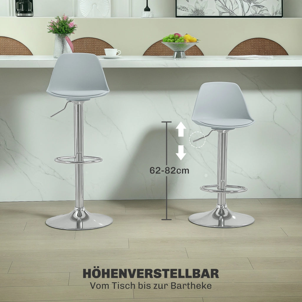 SGABELLO BAR Set da 2 pezzi Regolabile in altezza Grigio Ecopelle