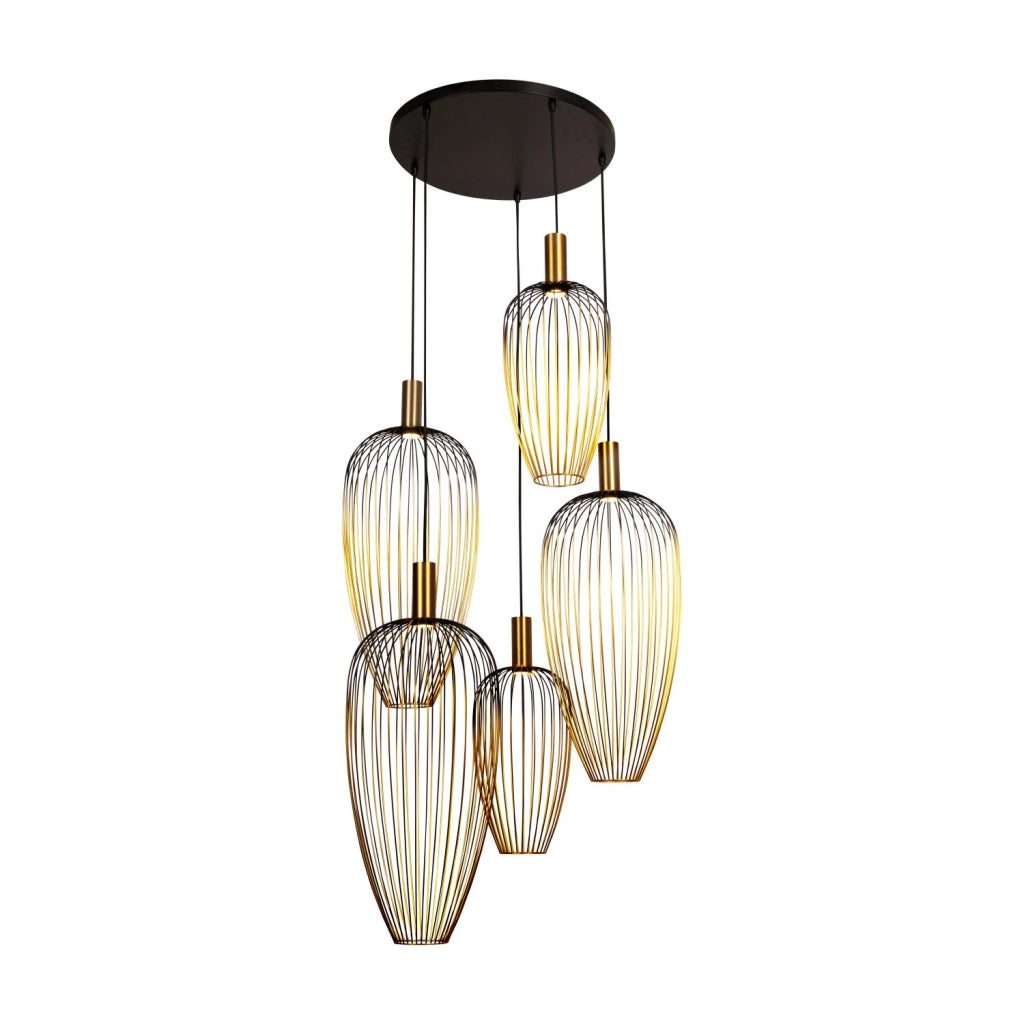 Lampada sospesa industriale AURELIE 5xGU10 oro nero Lucide