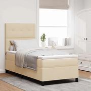 Letto a molle con materasso Crema 80 x 200 cm Tessuto 3339348
